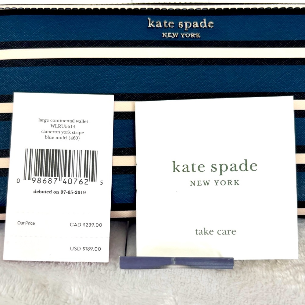 KATE SPADE Large Continental Striped Faux Leather Wallet - Picture 3 of 13